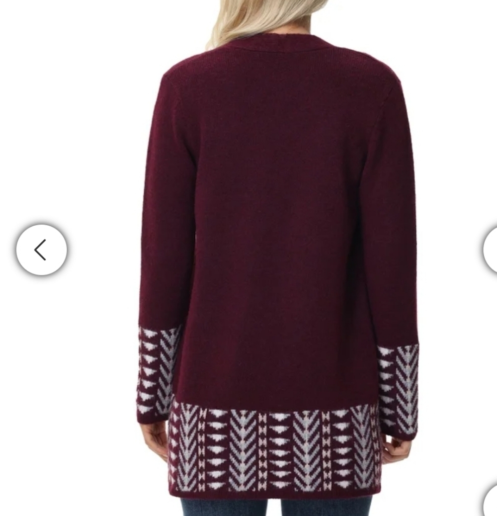 Women's Frye Patterned Cardigan - Red With A Geometric Pattern - XL - Picture 3 of 15